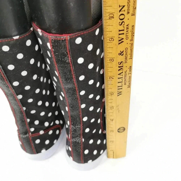 Disney Minnie Mouse Boots Size 6 M Black White Dot Red Lace Up  10 inch - Picture 8 of 8